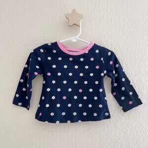 Hatley Baby Girl’s Navy Blue Pink Floral Print Long Sleeve T-Shirt Size 9-12M